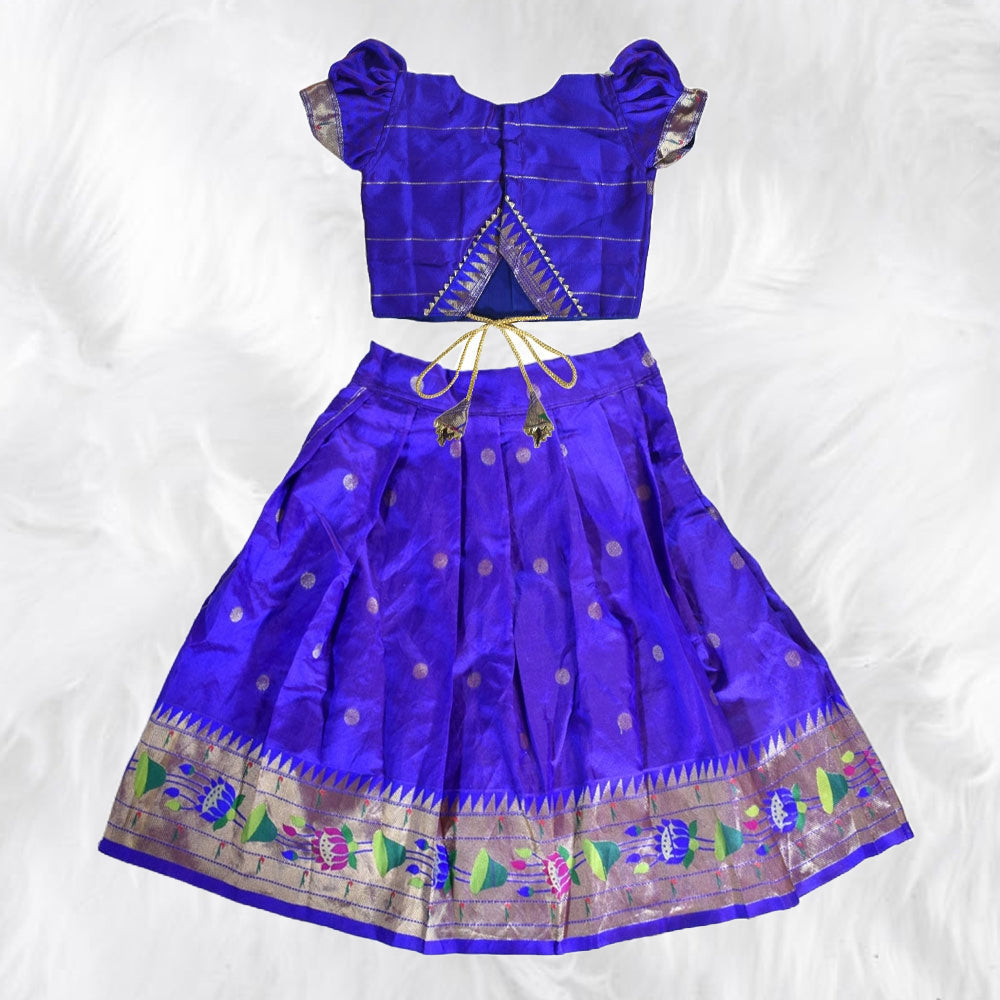 Radiant Ripples: Exquisite Pattu Pavadai for Girls