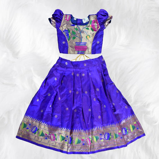 Radiant Ripples: Exquisite Pattu Pavadai for Girls