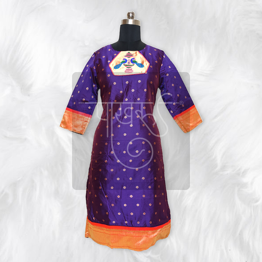 Elegant Purple Paithani Kurti for Festive Season