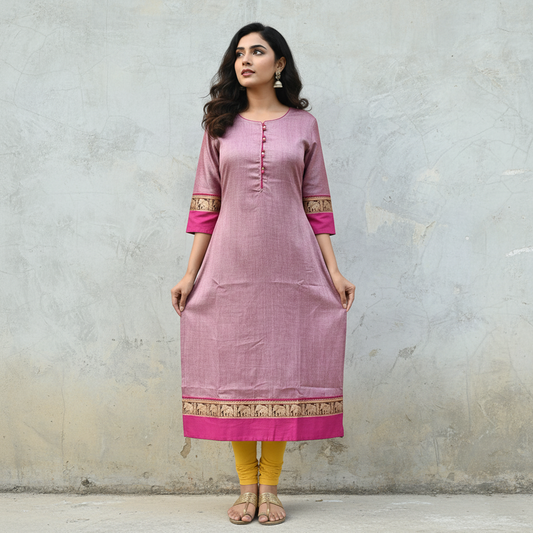 Elegant Magenta Red NarayanPet Kurti – Traditional Charm, Modern Grace