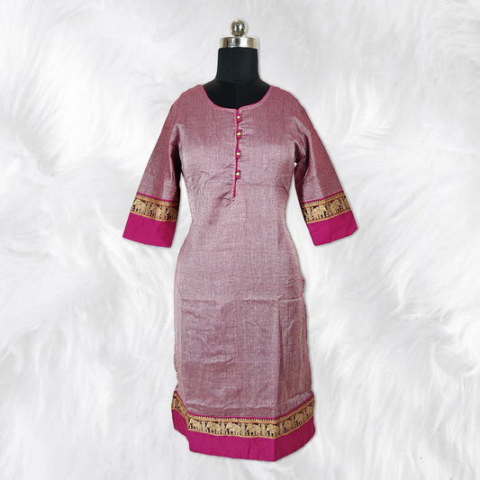 Elegant Magenta Red NarayanPet Kurti – Traditional Charm, Modern Grace