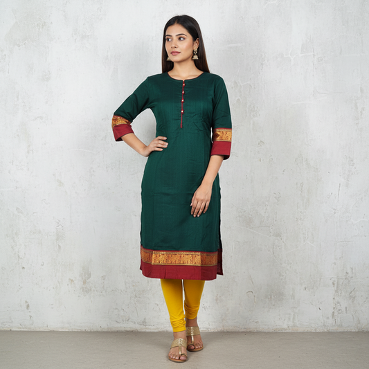 Graceful Green Narayanpet Kurti – A Timeless Ethnic Statement
