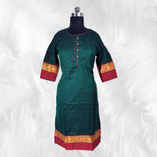 Graceful Green Narayanpet Kurti – A Timeless Ethnic Statement