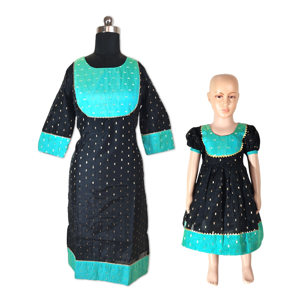 Elegant Black and Turquoise Cotton Kurti for Women - Perfect for All Occasions