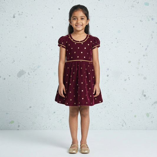 Festive Party Wear Dress for Baby Girl | Premium Velvet Function Outfit