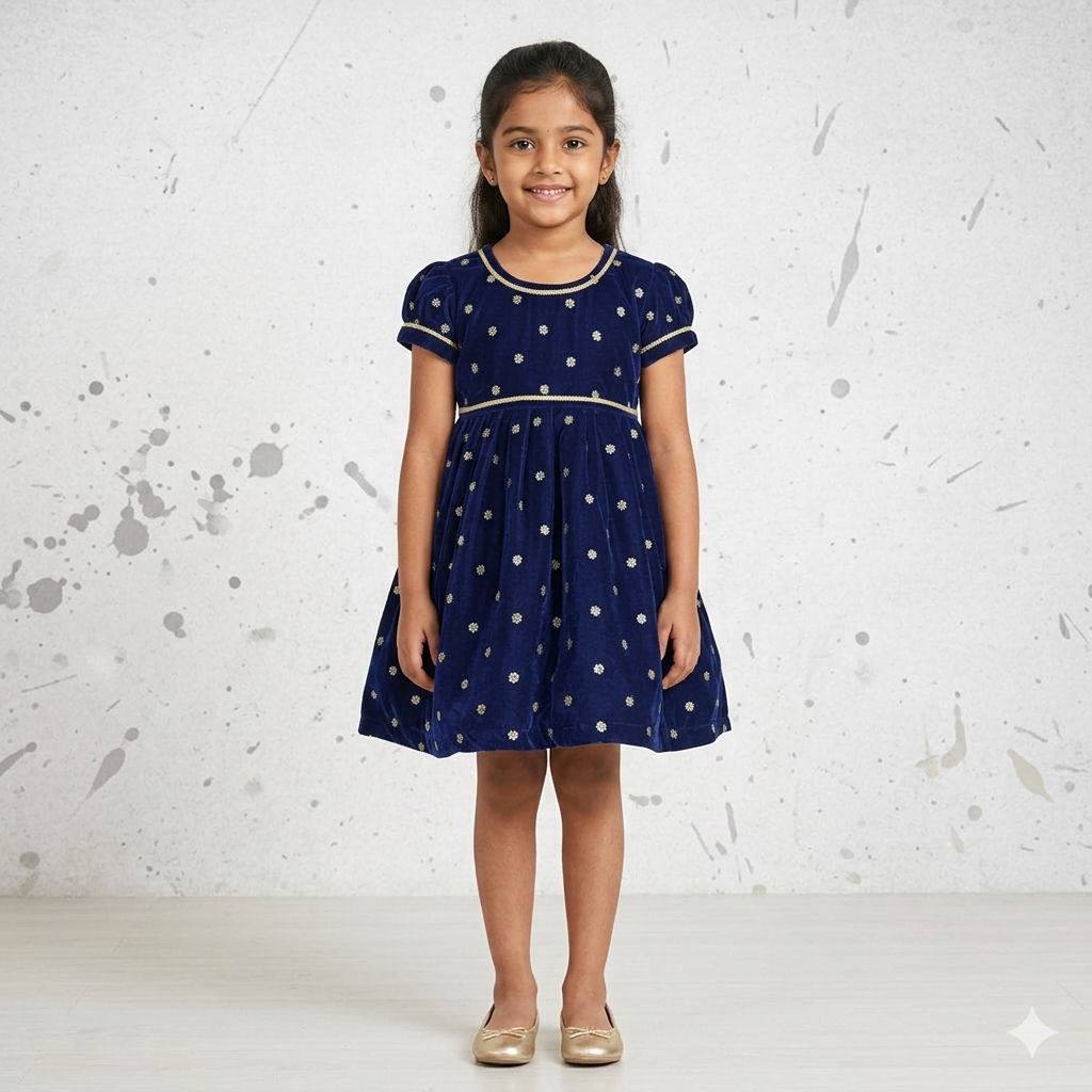 Birthday Party Wear Dress for Baby Girl | Designer Velvet Celebration Outfit
