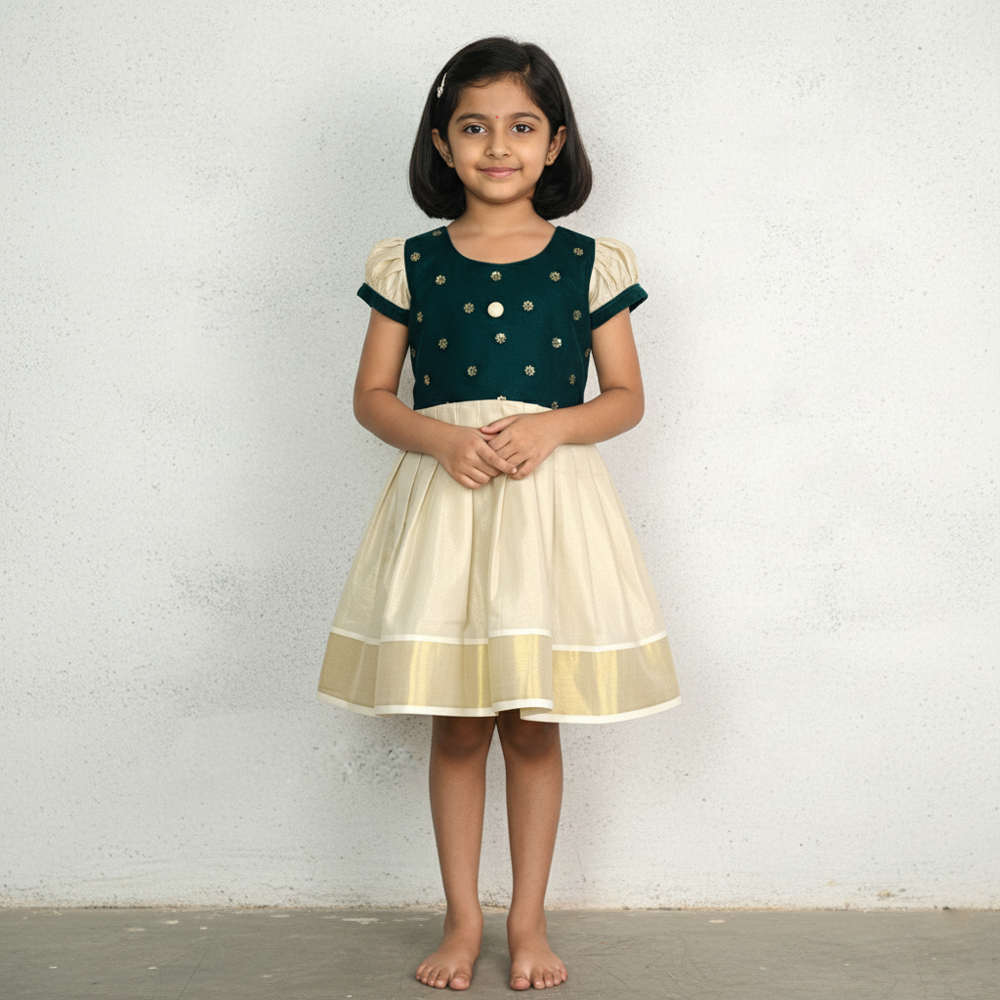 Winter Party Wear Dress for Baby Girl | Warm Velvet Birthday Outfit