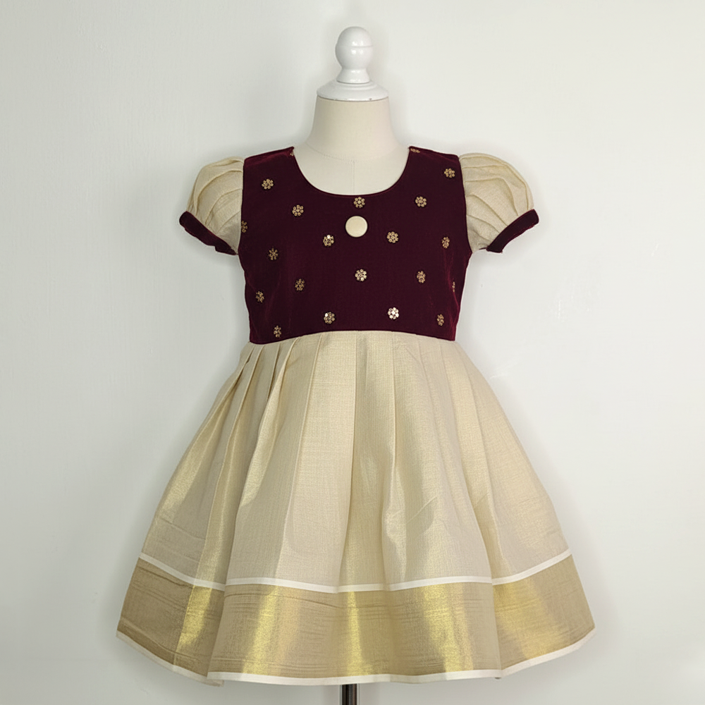 Wedding Party Wear Dress for Baby Girl | Royal Velvet Festive Outfit