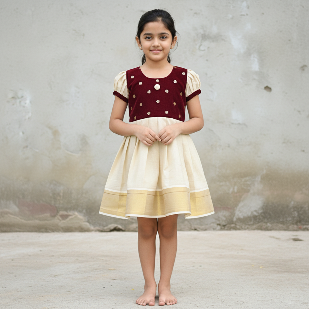Wedding Party Wear Dress for Baby Girl | Royal Velvet Festive Outfit