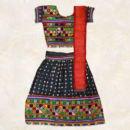 Black Radha Dress – Mirror Work Radha Costume for Girls