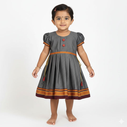 Grey Khanacha Frock for Kids – Festival Ready