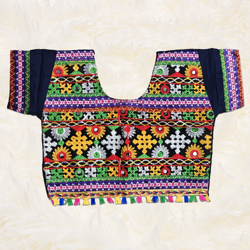 Navy Blue Radha Dress – Mirror Work