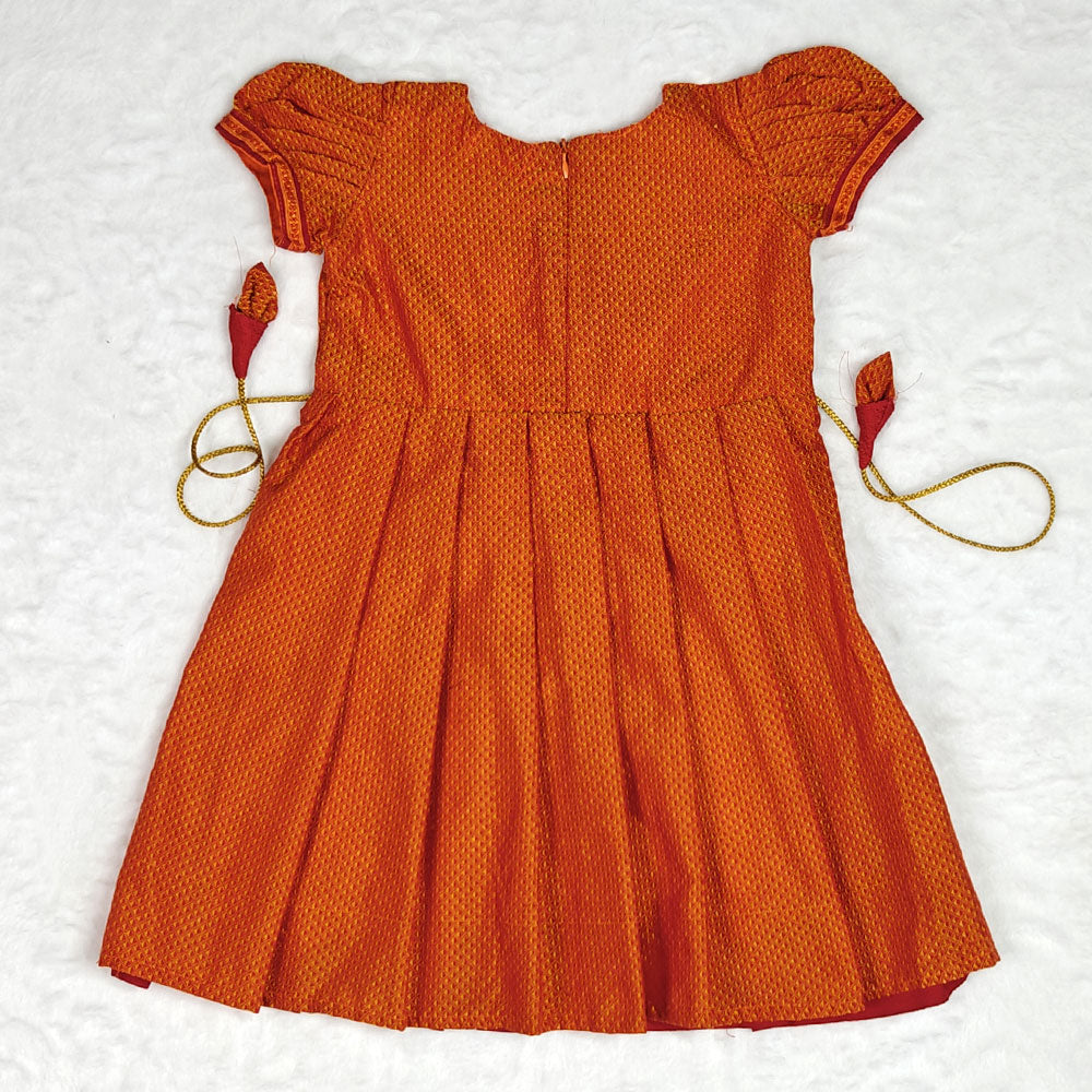 Orange Khanachi Frock for Small Girl – Ethnic Festival Wear