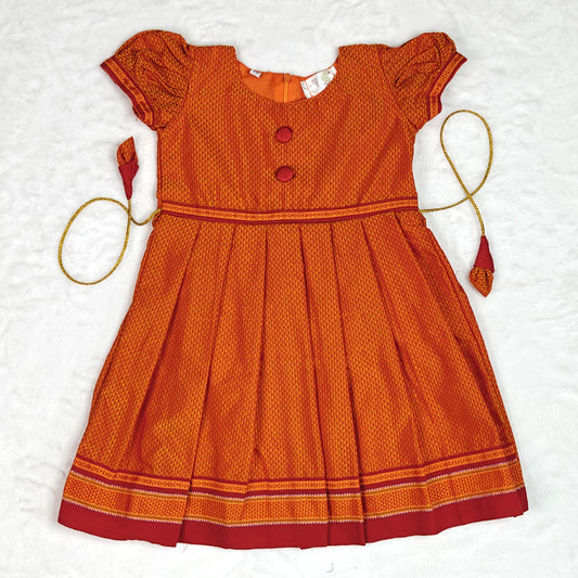 Orange Khanachi Frock for Small Girl – Ethnic Festival Wear
