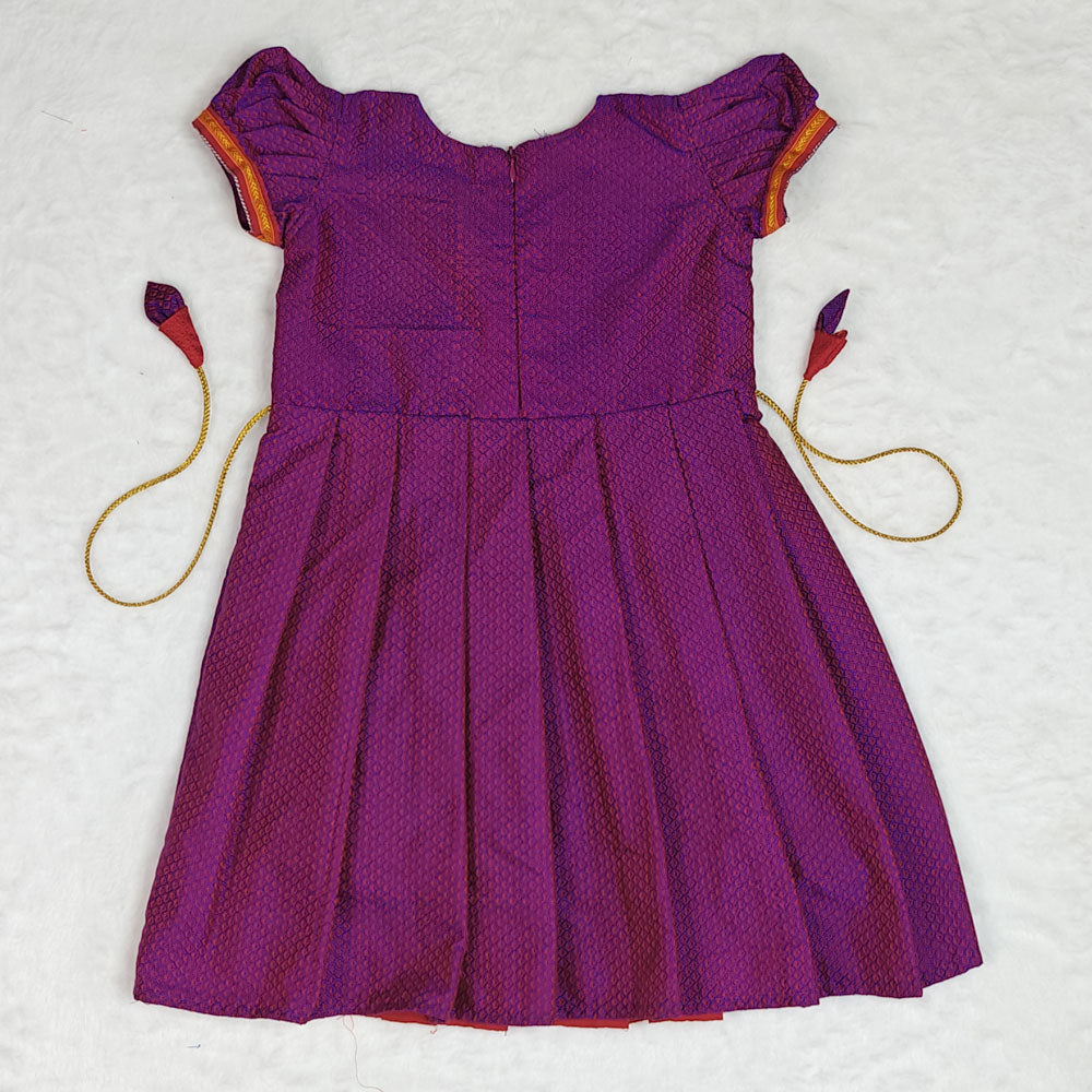 Purple Khan Frock for Small Girl – Traditional Zari Design