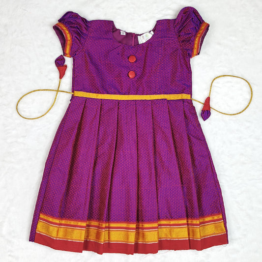 Purple Khan Frock for Small Girl – Traditional Zari Design