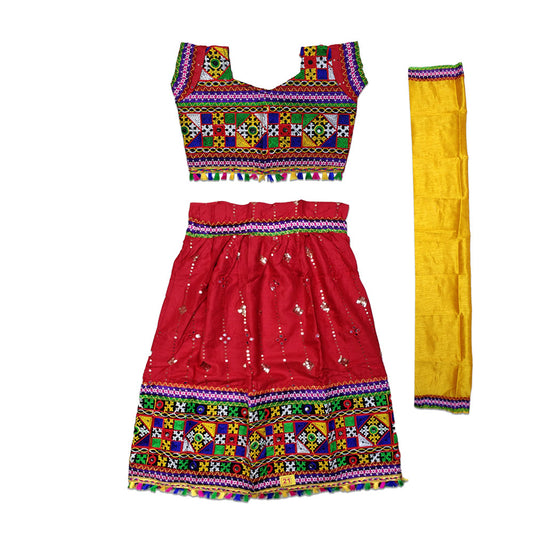 Red Garba Costume for Girls | Navratri Dress with Dupatta