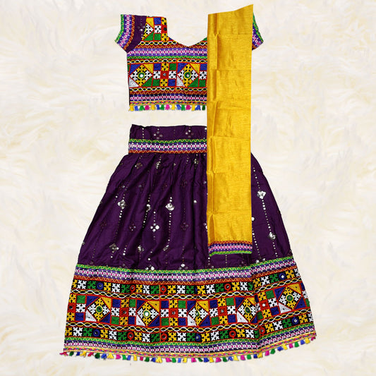 Purple Navratri Costume | Festive Dandiya Raas Dress for Kids
