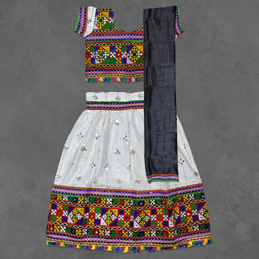 White Navratri Dress for Baby Girl | Elegant Garba Outfit